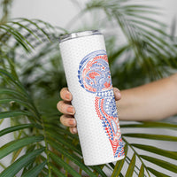 Hawaiian Traditional Tattoos Skinny Tumbler Kakau Tribal Tropical Plant Motif Hawaii Flag Color Inspired