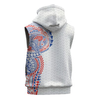 Hawaiian Traditional Tattoos Sleeveless Zip Hoodie Kakau Tribal Tropical Plant Motif Hawaii Flag Color Inspired