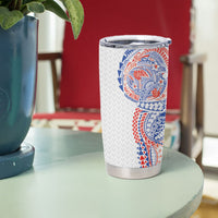 Hawaiian Traditional Tattoos Tumbler Cup Kakau Tribal Tropical Plant Motif Hawaii Flag Color Inspired