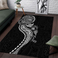Hawaiian Kakau Tribal Sea Animals Tattoos Area Rug Black Color LT03 Black - Polynesian Pride