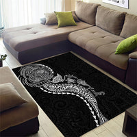 Hawaiian Kakau Tribal Sea Animals Tattoos Area Rug Black Color LT03 - Polynesian Pride
