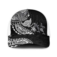 Hawaiian Kakau Tribal Sea Animals Tattoos Baseball Net Cap Black Color LT03 One Size White Black - Polynesian Pride