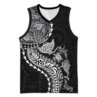 Hawaiian Kakau Tribal Sea Animals Tattoos Basketball Jersey Black Color LT03 Unisex Black - Polynesian Pride