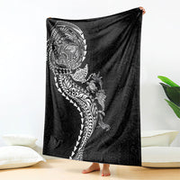 Hawaiian Kakau Tribal Sea Animals Tattoos Blanket Black Color LT03 - Polynesian Pride