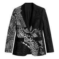 Hawaiian Kakau Tribal Sea Animals Tattoos Blazer Black Color LT03 Unisex Black - Polynesian Pride