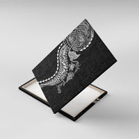 Hawaiian Kakau Tribal Sea Animals Tattoos Canvas Wall Art Black Color LT03 With Frame Black - Polynesian Pride