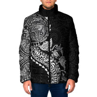 Hawaiian Kakau Tribal Sea Animals Tattoos Padded Jacket Black Color LT03 Men Black - Polynesian Pride