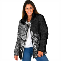 Hawaiian Kakau Tribal Sea Animals Tattoos Padded Jacket Black Color LT03 Women Black - Polynesian Pride
