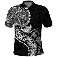 Hawaiian Kakau Tribal Sea Animals Tattoos Polo Shirt Black Color LT03 Black - Polynesian Pride