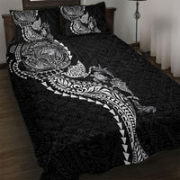 Hawaiian Kakau Tribal Sea Animals Tattoos Quilt Bed Set Black Color LT03 Black - Polynesian Pride