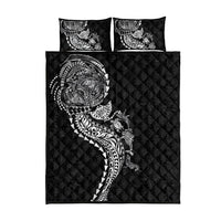 Hawaiian Kakau Tribal Sea Animals Tattoos Quilt Bed Set Black Color LT03 - Polynesian Pride