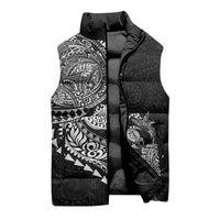 Hawaiian Kakau Tribal Sea Animals Tattoos Sleeveless Puffer Jacket Black Color LT03 - Polynesian Pride