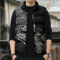 Hawaiian Kakau Tribal Sea Animals Tattoos Sleeveless Puffer Jacket Black Color LT03 - Polynesian Pride