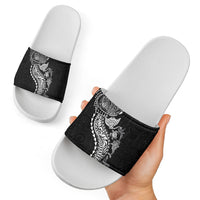 Hawaiian Kakau Tribal Sea Animals Tattoos Slide Sandals Black Color LT03 - Polynesian Pride