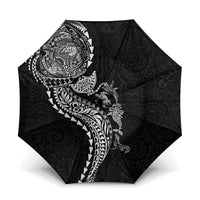 Hawaiian Kakau Tribal Sea Animals Tattoos Umbrella Black Color LT03 One Size Folded 11.42 inch Opened Diameter 37.4 inch Black - Polynesian Pride