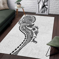 Hawaiian Kakau Tribal Sea Animals Tattoos Area Rug White Color LT03 White - Polynesian Pride