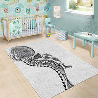 Hawaiian Kakau Tribal Sea Animals Tattoos Area Rug White Color LT03 - Polynesian Pride