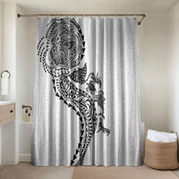 Hawaiian Kakau Tribal Sea Animals Tattoos Bathroom Set White Color LT03 Shower Curtain Only White - Polynesian Pride