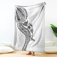 Hawaiian Kakau Tribal Sea Animals Tattoos Blanket White Color LT03 - Polynesian Pride