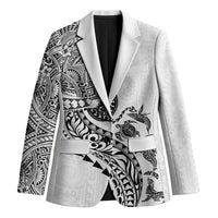 Hawaiian Kakau Tribal Sea Animals Tattoos Blazer White Color LT03 Unisex White - Polynesian Pride
