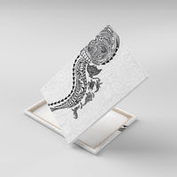 Hawaiian Kakau Tribal Sea Animals Tattoos Canvas Wall Art White Color LT03 With Frame White - Polynesian Pride