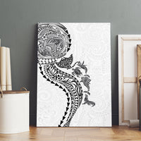 Hawaiian Kakau Tribal Sea Animals Tattoos Canvas Wall Art White Color LT03 - Polynesian Pride