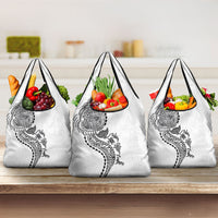 Hawaiian Kakau Tribal Sea Animals Tattoos Grocery Bag White Color LT03 3-pack One Size White - Polynesian Pride