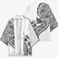 Hawaiian Kakau Tribal Sea Animals Tattoos Kimono White Color LT03 - Polynesian Pride