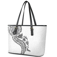 Hawaiian Kakau Tribal Sea Animals Tattoos Leather Tote Bag White Color LT03 - Polynesian Pride