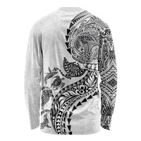 Hawaiian Kakau Tribal Sea Animals Tattoos Long Sleeve Shirt White Color