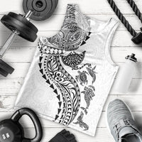 Hawaiian Kakau Tribal Sea Animals Tattoos Men Tank Top White Color