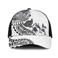Hawaiian Kakau Tribal Sea Animals Tattoos Mesh Trucker Cap White Color LT03 One Size Black White - Polynesian Pride