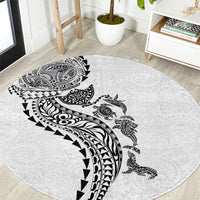 Hawaiian Kakau Tribal Sea Animals Tattoos Round Carpet White Color LT03 White - Polynesian Pride