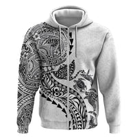 Hawaiian Kakau Tribal Sea Animals Tattoos Zip Hoodie White Color LT03 Zip Hoodie White - Polynesian Pride