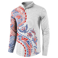 Hawaiian Kakau Tribal Sea Animals Tattoos Button Sweatshirt Hawaii Flag Color Inspired LT03 - Polynesian Pride