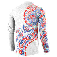 Hawaiian Kakau Tribal Sea Animals Tattoos Button Sweatshirt Hawaii Flag Color Inspired LT03 - Polynesian Pride