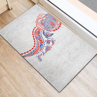 Hawaiian Kakau Tribal Sea Animals Tattoos Rubber Doormat Hawaii Flag Color Inspired