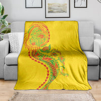 Hawaiian Kakau Tribal Sea Animals Tattoos Blanket Kanaka Maoli Flag Color Inspired