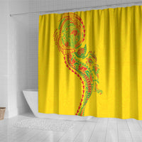 Hawaiian Kakau Tribal Sea Animals Tattoos Shower Curtain Kanaka Maoli Flag Color Inspired