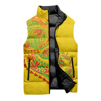 Hawaiian Kakau Tribal Sea Animals Tattoos Sleeveless Puffer Jacket Kanaka Maoli Flag Color Inspired