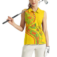Hawaiian Kakau Tribal Sea Animals Tattoos Women Sleeveless Polo Shirt Kanaka Maoli Flag Color Inspired