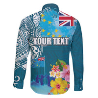 Personalised Tuvalu Independence Day Family Matching Puletasi and Hawaiian Shirt Tuvaluan Tribal Flag Style LT03 - Polynesian Pride