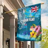 Personalised Tuvalu Independence Day Garden Flag Tuvaluan Tribal Flag Style LT03 House Flag Turquoise - Polynesian Pride