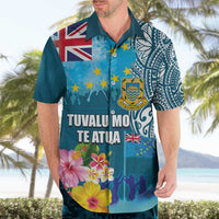 Personalised Tuvalu Independence Day Hawaiian Shirt Tuvaluan Tribal Flag Style LT03 - Polynesian Pride