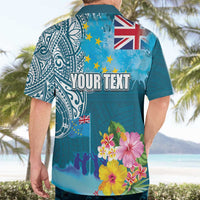 Personalised Tuvalu Independence Day Hawaiian Shirt Tuvaluan Tribal Flag Style LT03 - Polynesian Pride