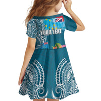 Personalised Tuvalu Independence Day Kid Short Sleeve Dress Tuvaluan Tribal Flag Style LT03 - Polynesian Pride