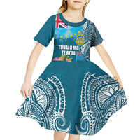 Personalised Tuvalu Independence Day Kid Short Sleeve Dress Tuvaluan Tribal Flag Style LT03 - Polynesian Pride