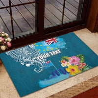 Personalised Tuvalu Independence Day Rubber Doormat Tuvaluan Tribal Flag Style LT03 - Polynesian Pride