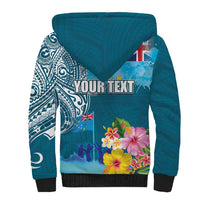 Personalised Tuvalu Independence Day Sherpa Hoodie Tuvaluan Tribal Flag Style LT03 - Polynesian Pride