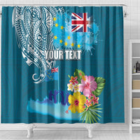 Personalised Tuvalu Independence Day Shower Curtain Tuvaluan Tribal Flag Style